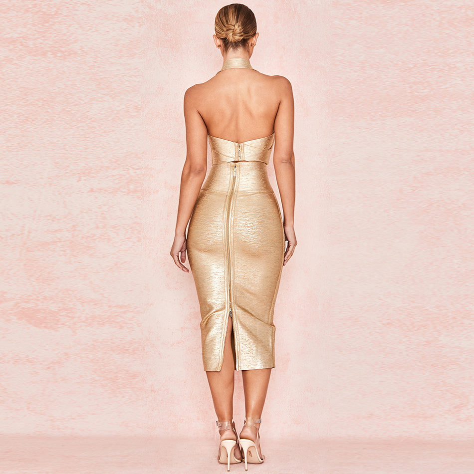 Elegant Golden celebrity dress