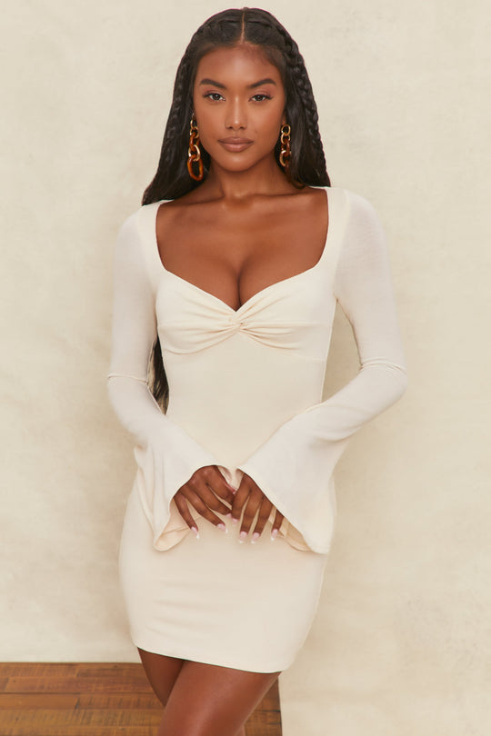 Wildest Dreams Flare Sleeve Mini Dress In cream