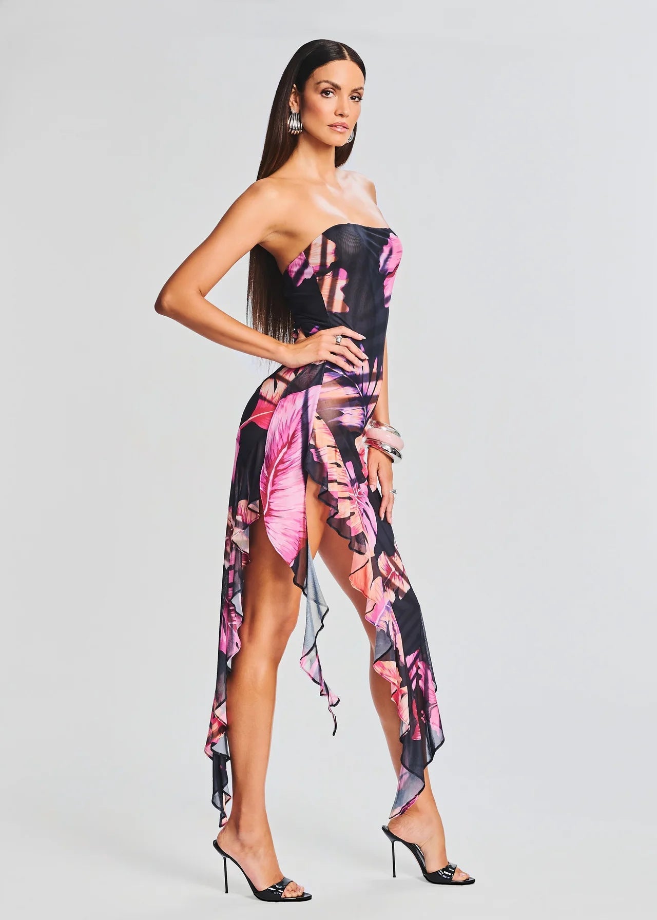 Slim Fit Backless Irregular Tube Top Skirt