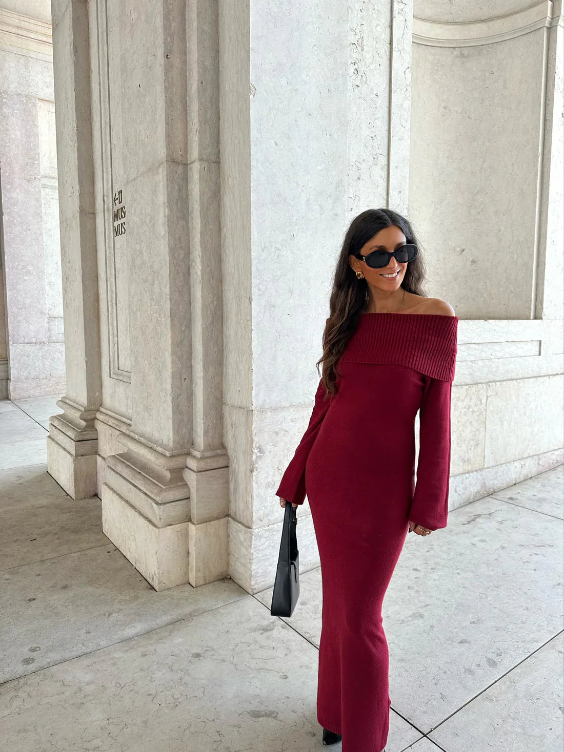 Athena Elegant Burgundy Dress-Set