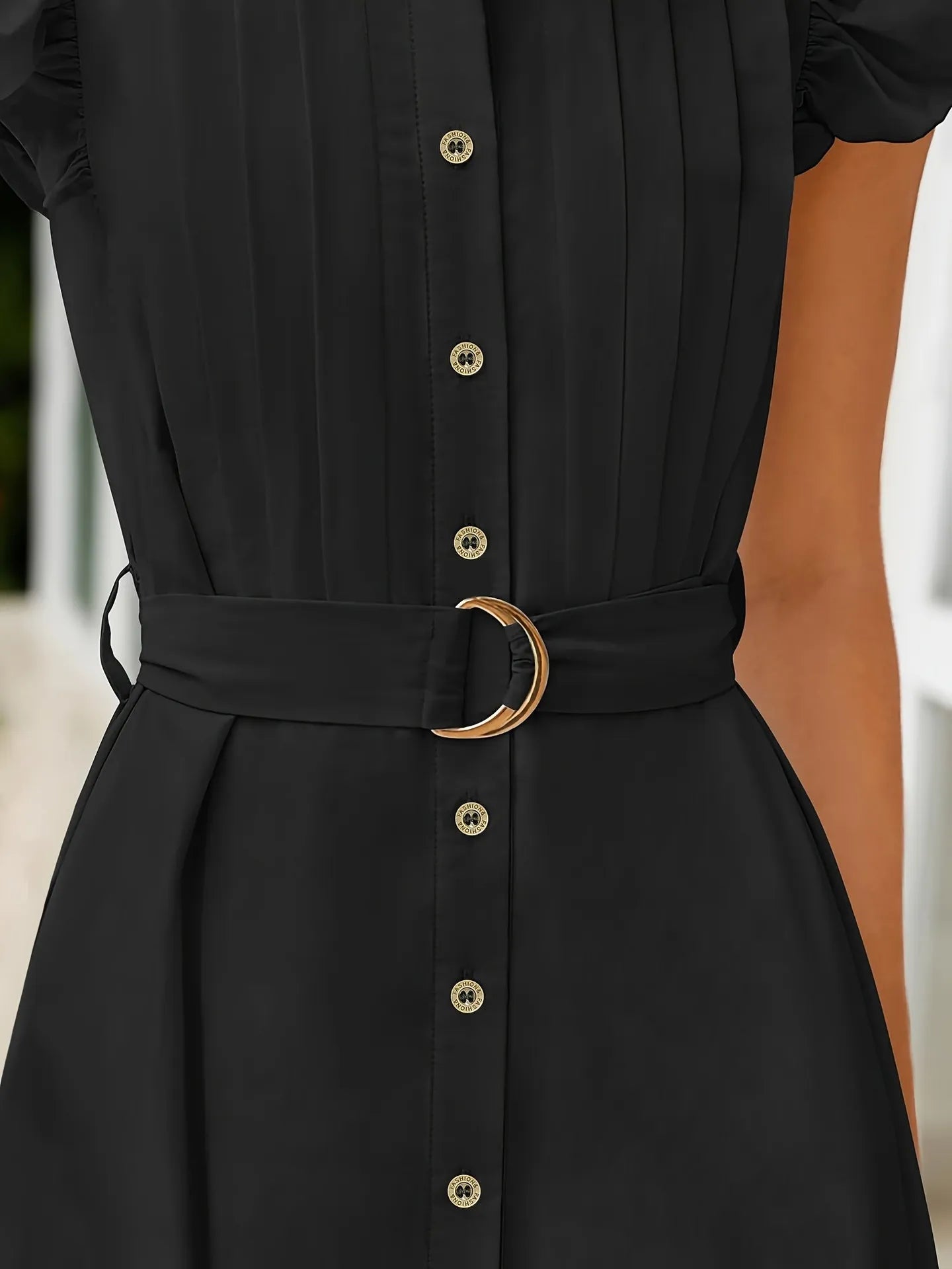 Ruffled Button-Front Midi Dress