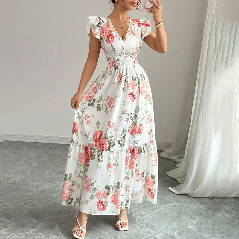 Saliya V Neck A Line Vacation Long Dress