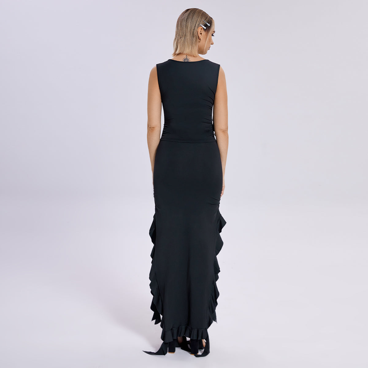One Shoulder Jellyfish Lace Set Skirt