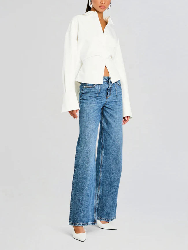 Avery - Draped Button-Down Shirt