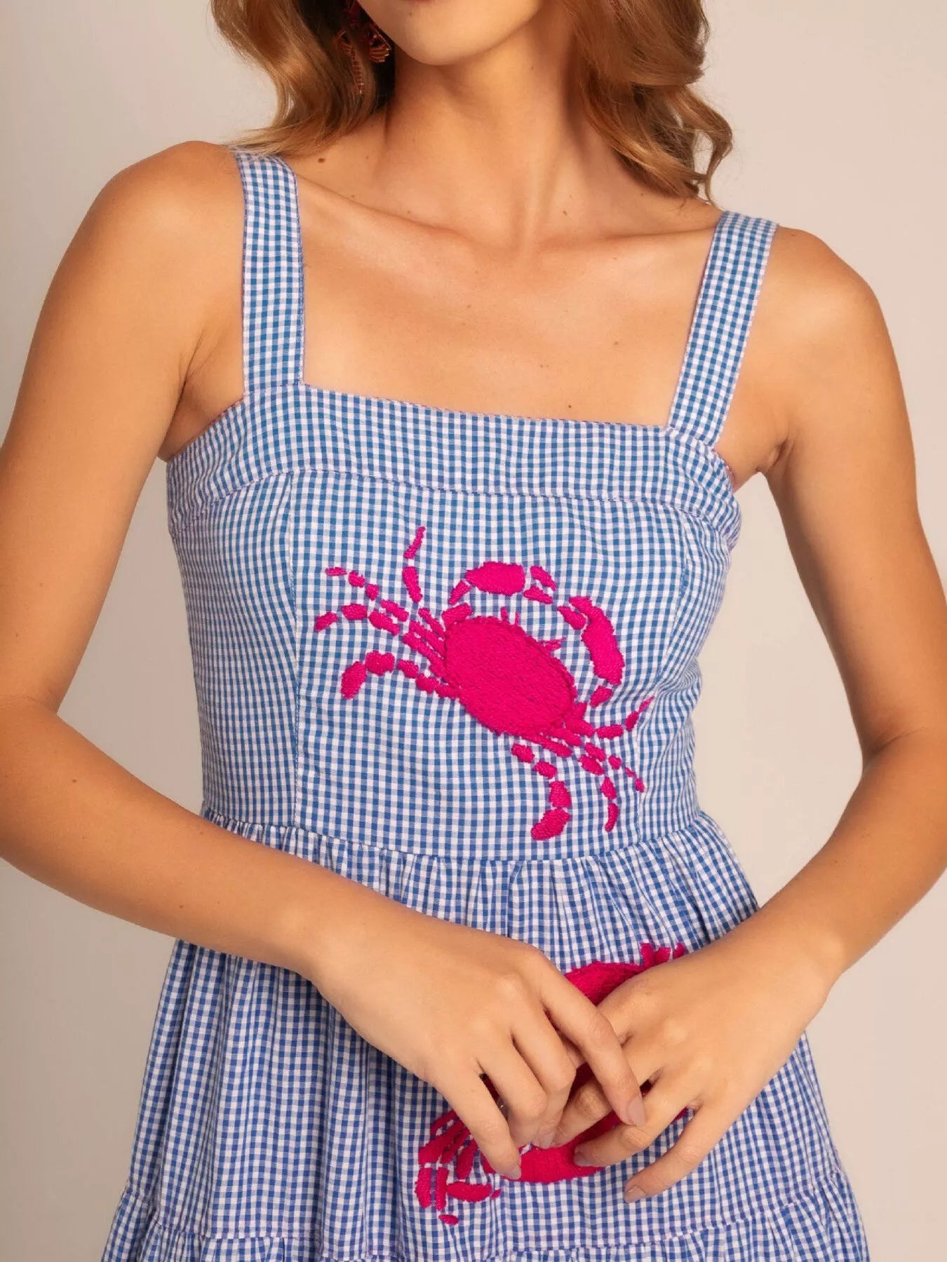 Embroidered Square Neck Tiered Maxi Cami Dress