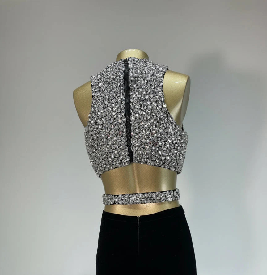 Chic Rhinestone Evening Party Dress