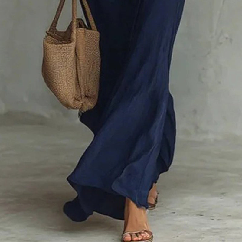 Long Sleeve Ruched Button-Down Maxi Dress with Waist Belt