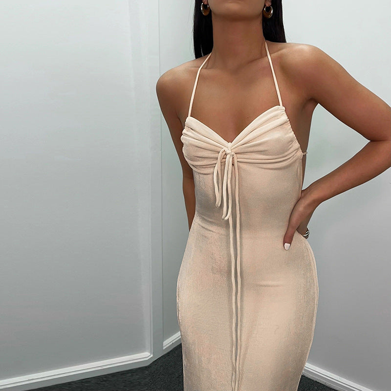 Halter Neck Slim Hip Backless Dress