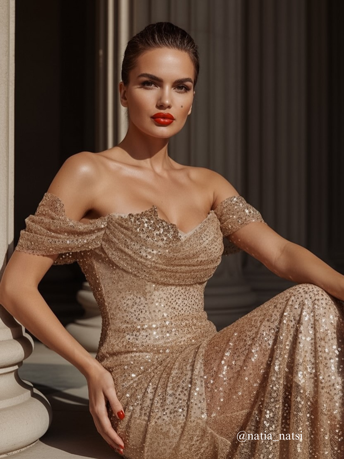 Harva Off Shoulder Diamond Mesh Maxi Dress