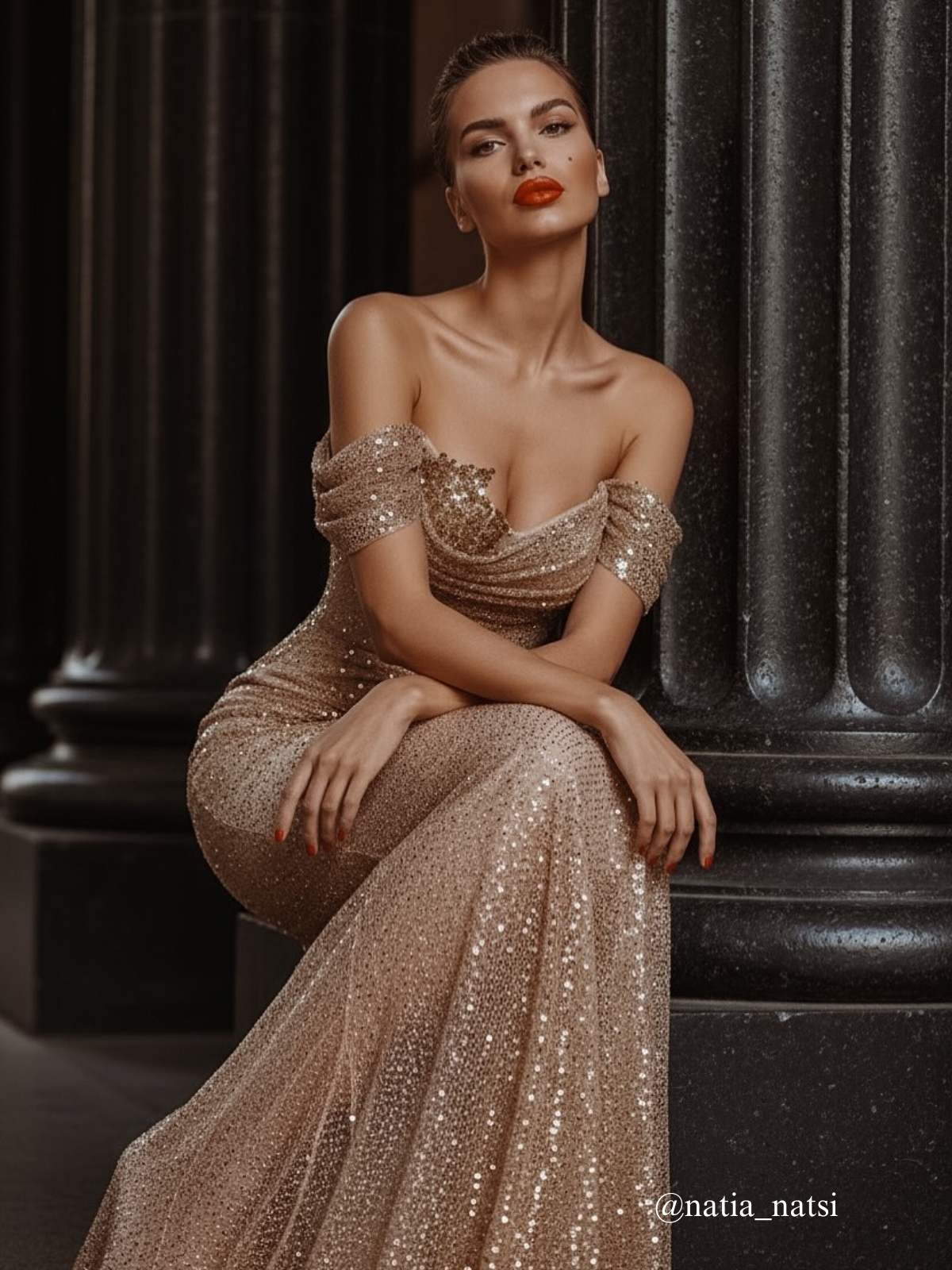 Harva Off Shoulder Diamond Mesh Maxi Dress