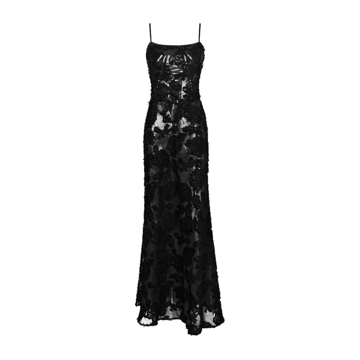 BERIA PRINCES BLACK MESH MAXI DRESS