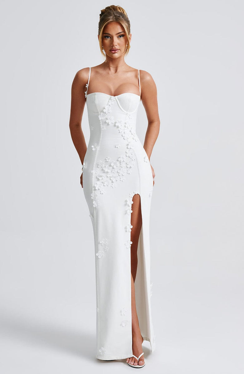ALANA MAXI DRESS-LINED-WHITE