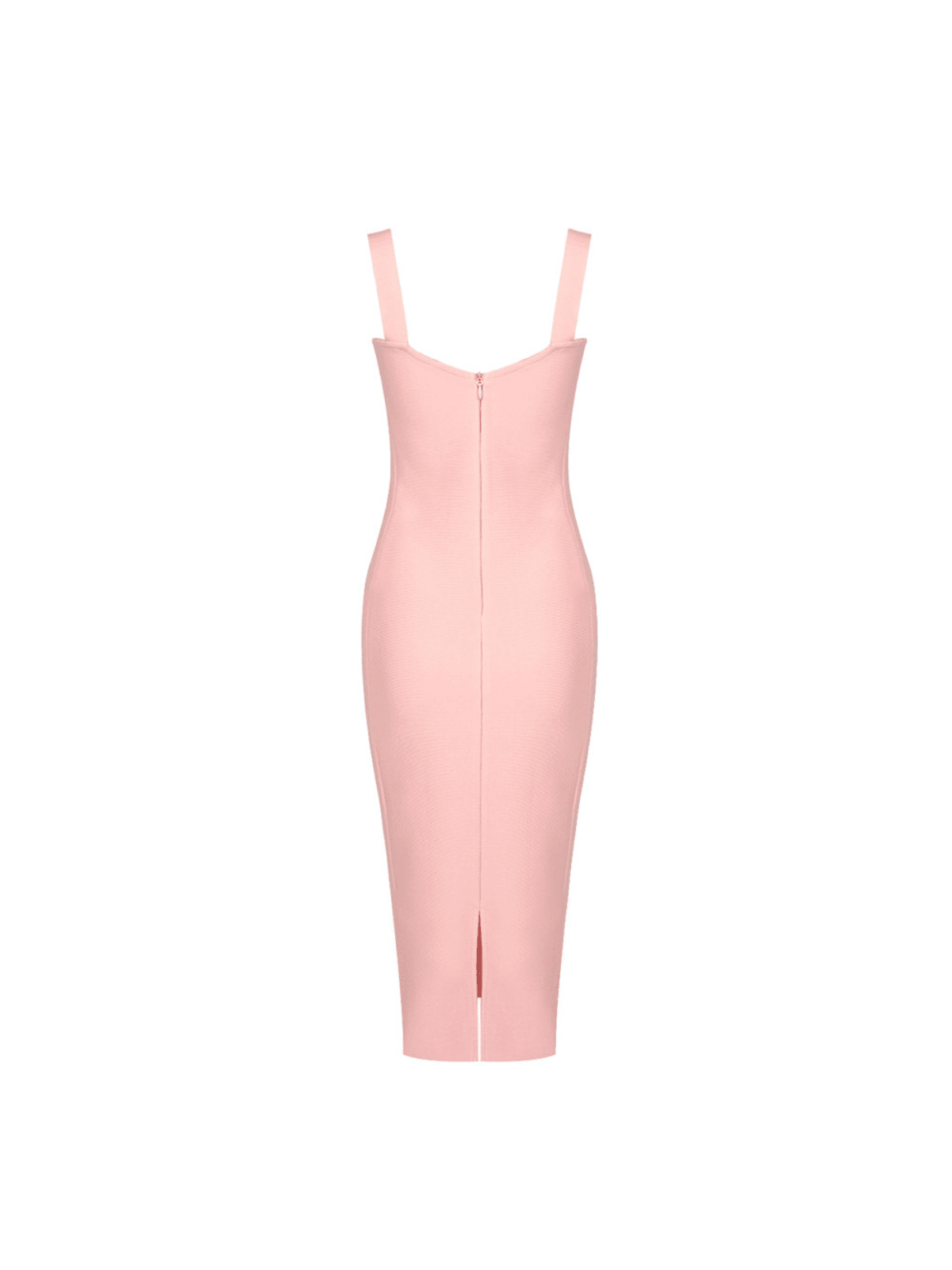 Finbar Lace Bandage Dress in Pink, showcasing elegant lace details and high stretch fabric, perfect for evening wear.