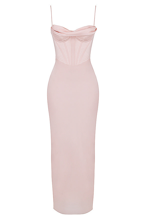 Satin Sling Strapless Slim Bag Hip Skirt