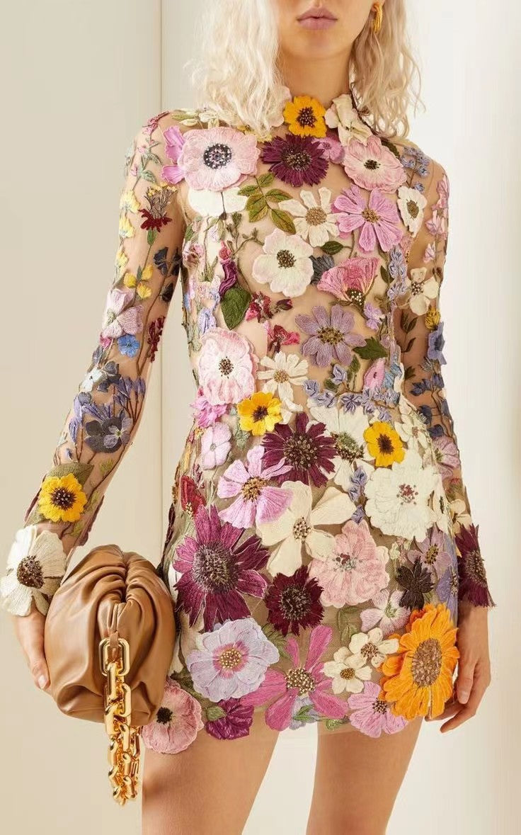 Multi Dime Flower Sheath Dress