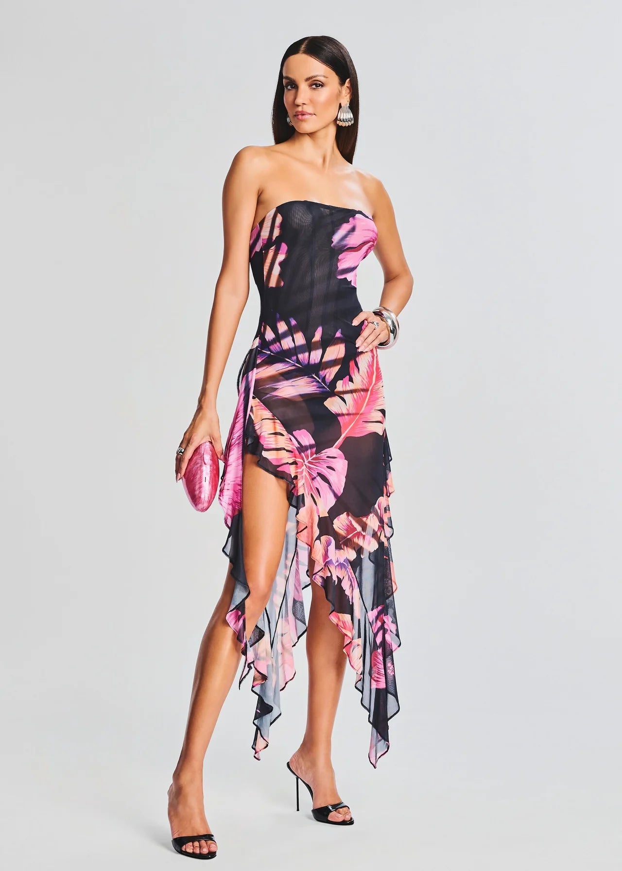 Slim Fit Backless Irregular Tube Top Skirt
