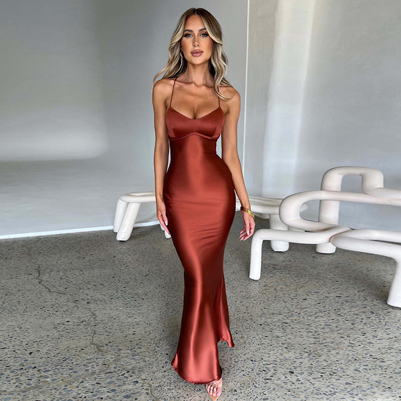 Hip Wrap Long Slim Backless Waist Dress