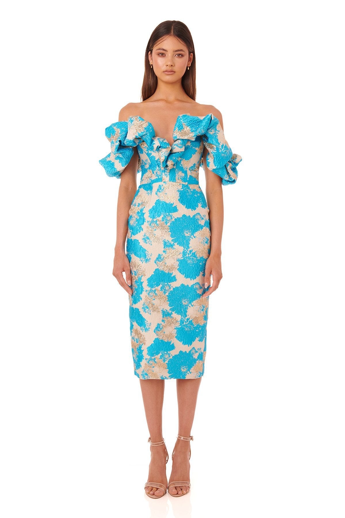 Jacquard V-neck Wedding Strapless Dress