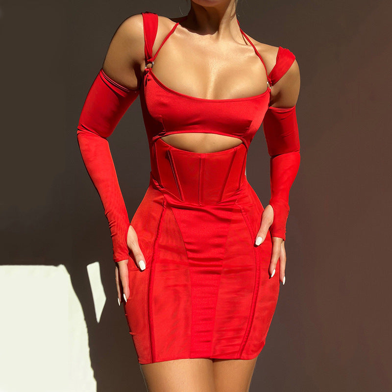EERINA PARTY HALTER CUTOUT DRESS