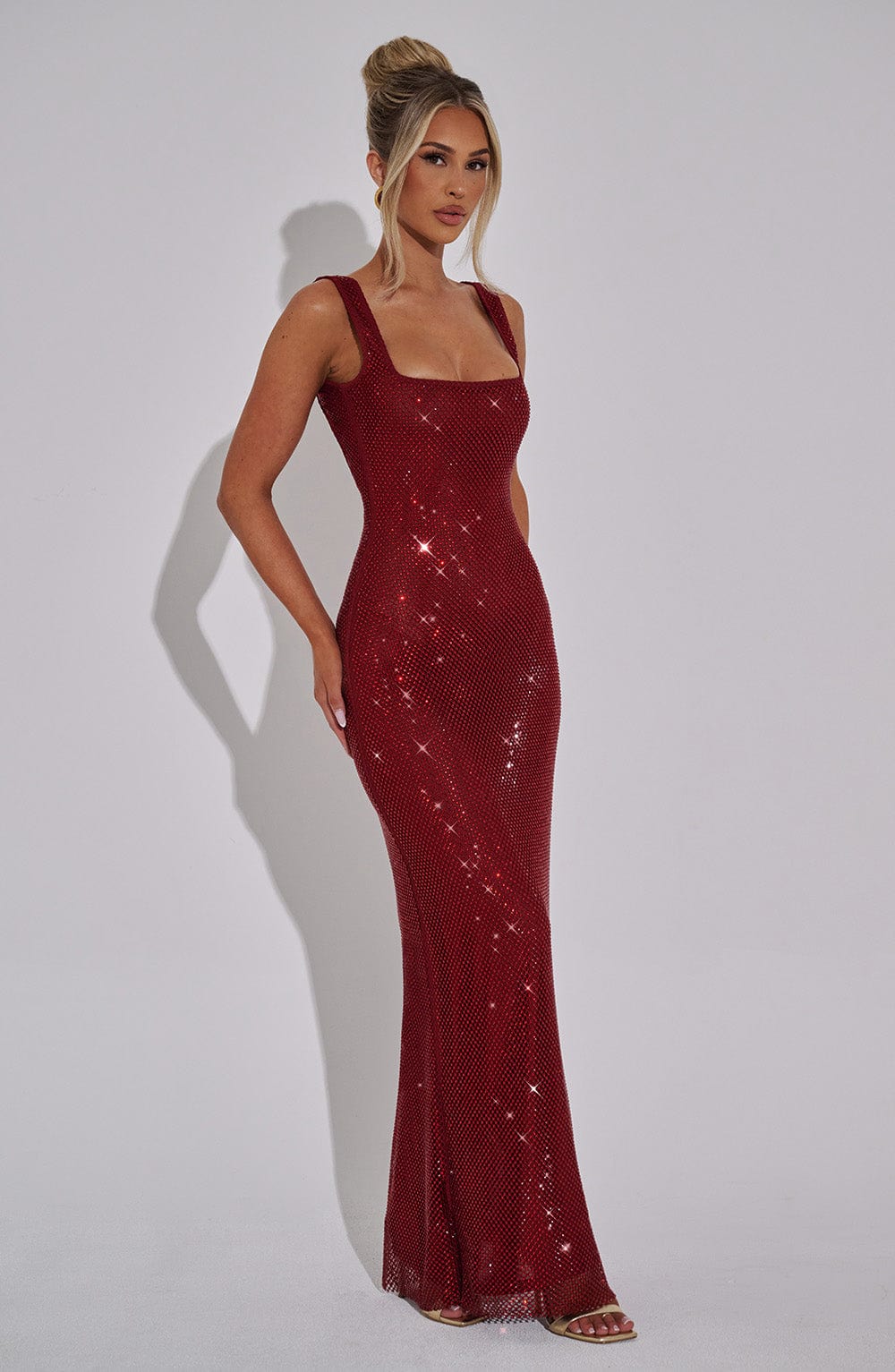 ALLURE SPARKLE MAXI DRESS-RED
