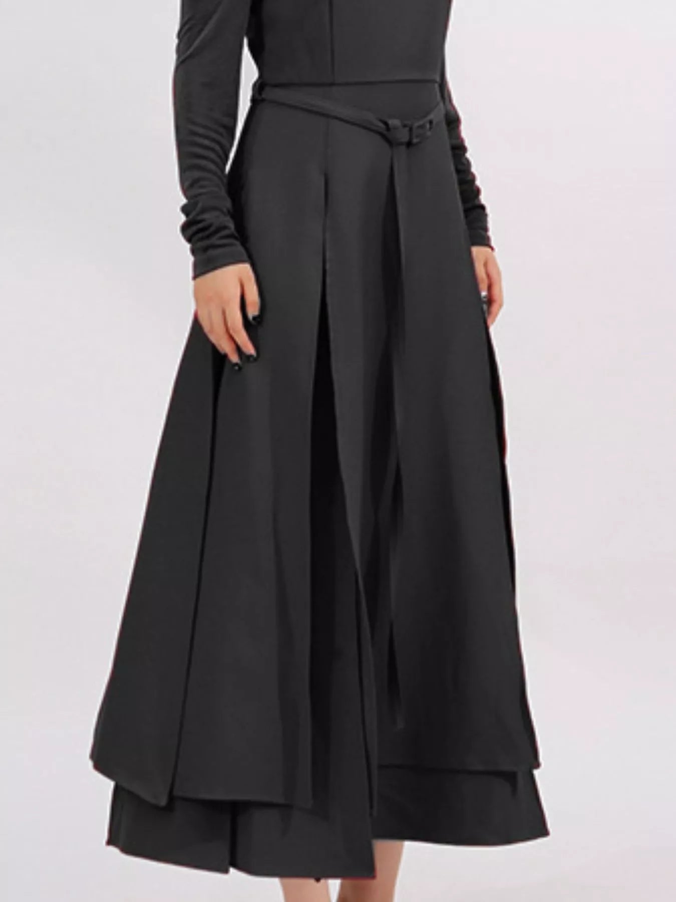 Slit Spaghetti Strap Long Sleeve Dress