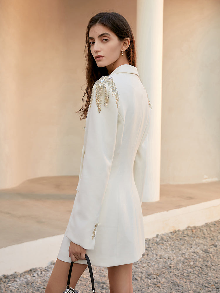 Double-Breasted Woolen Suit Dress