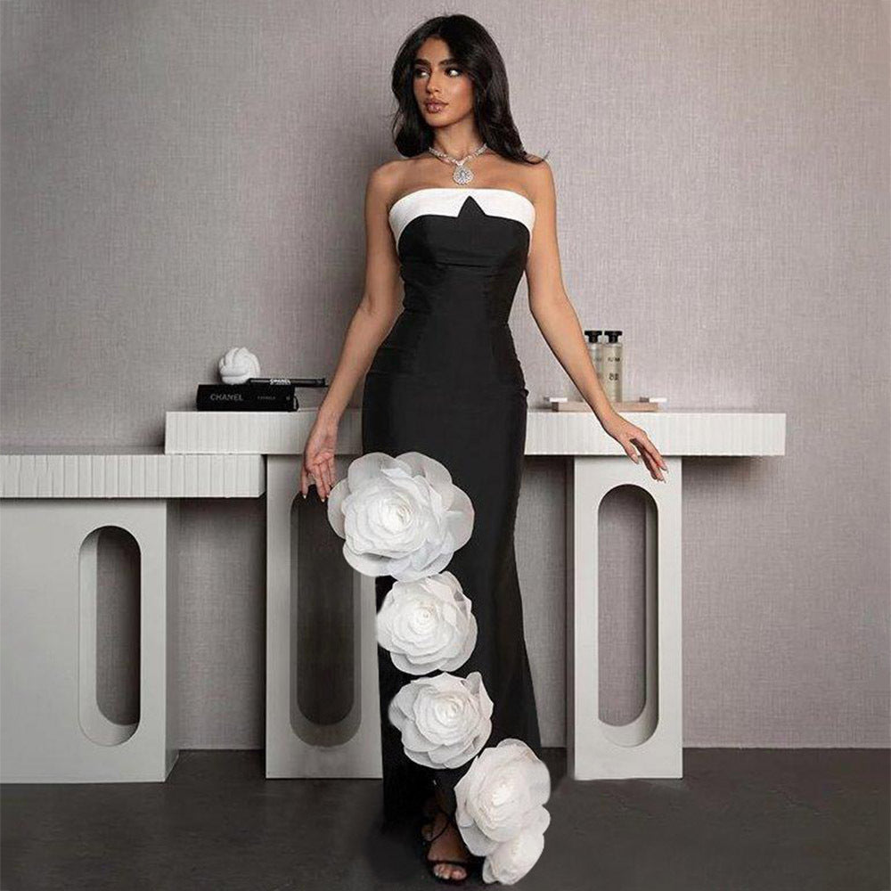 Clersa Strapless Black Elegant Dress