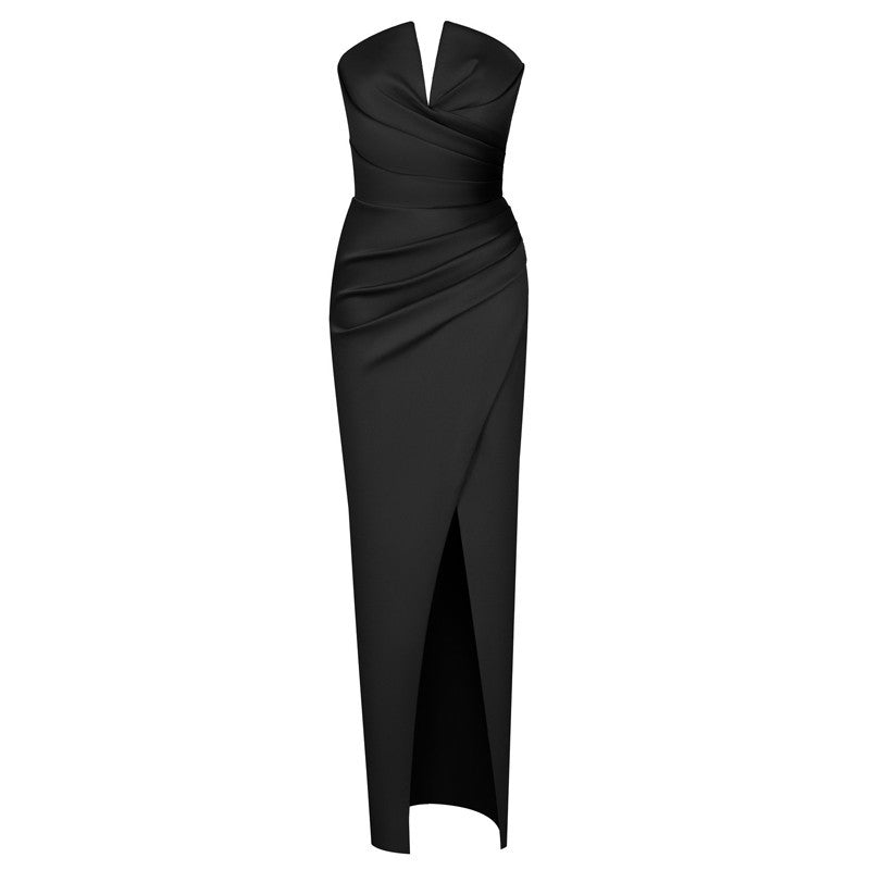 ALYIA SATIN SLIT ELEGANT DRESS
