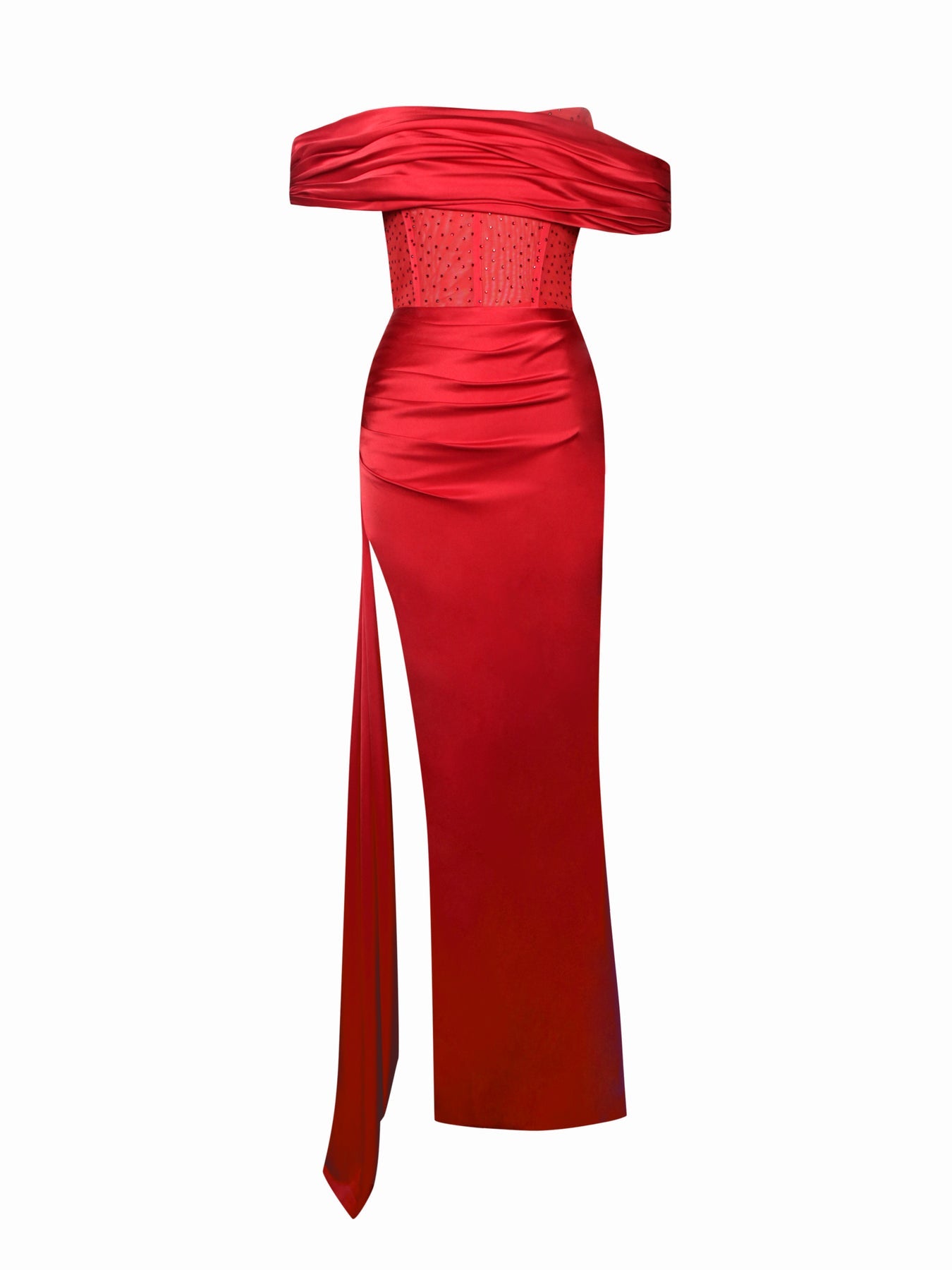 Off-shoulder Long Slit White Bandage Dress