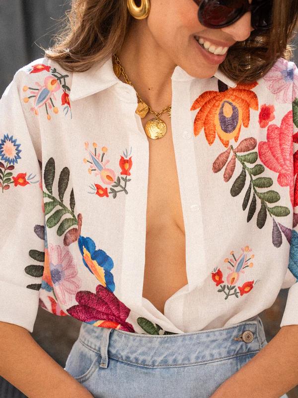 Layla - Floral Button-Up Shirt