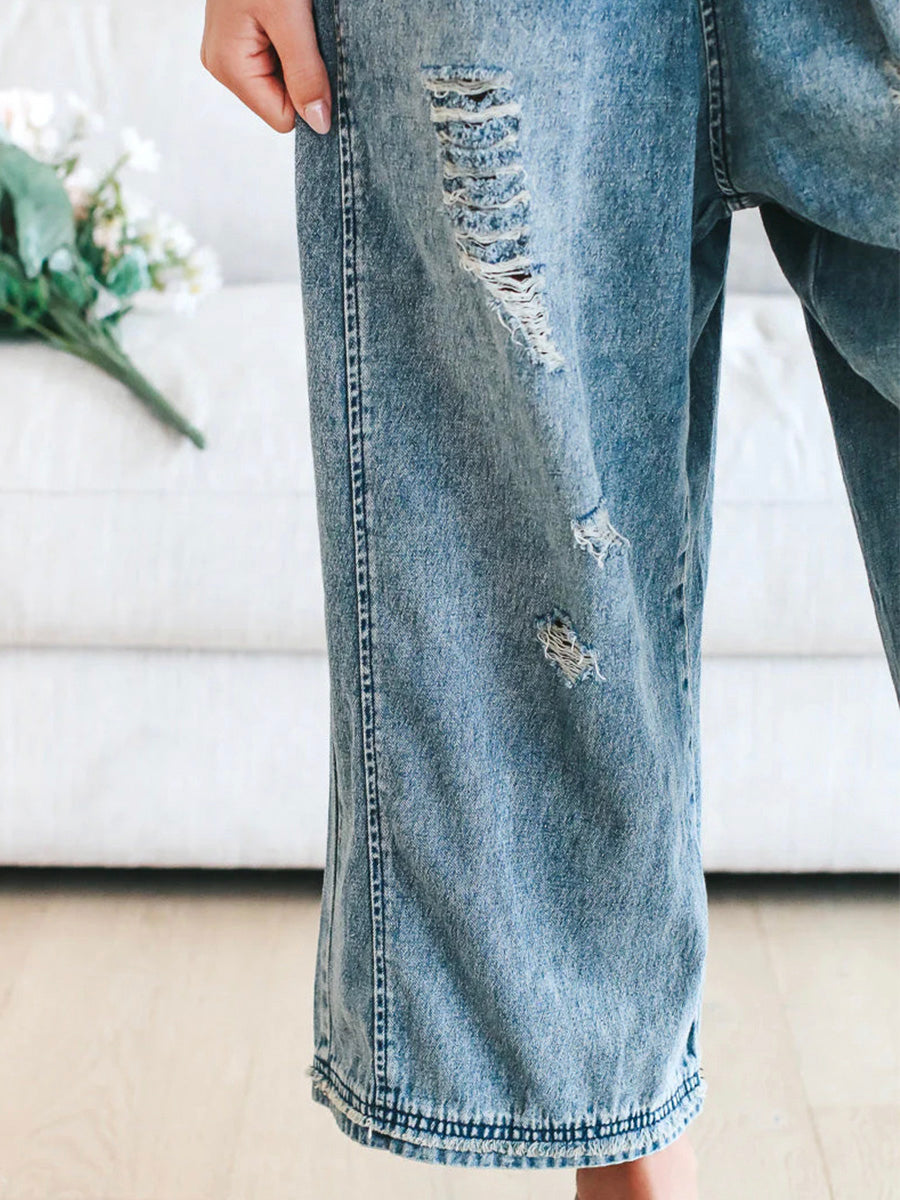 Barbara - Wide-Leg Denim Overalls