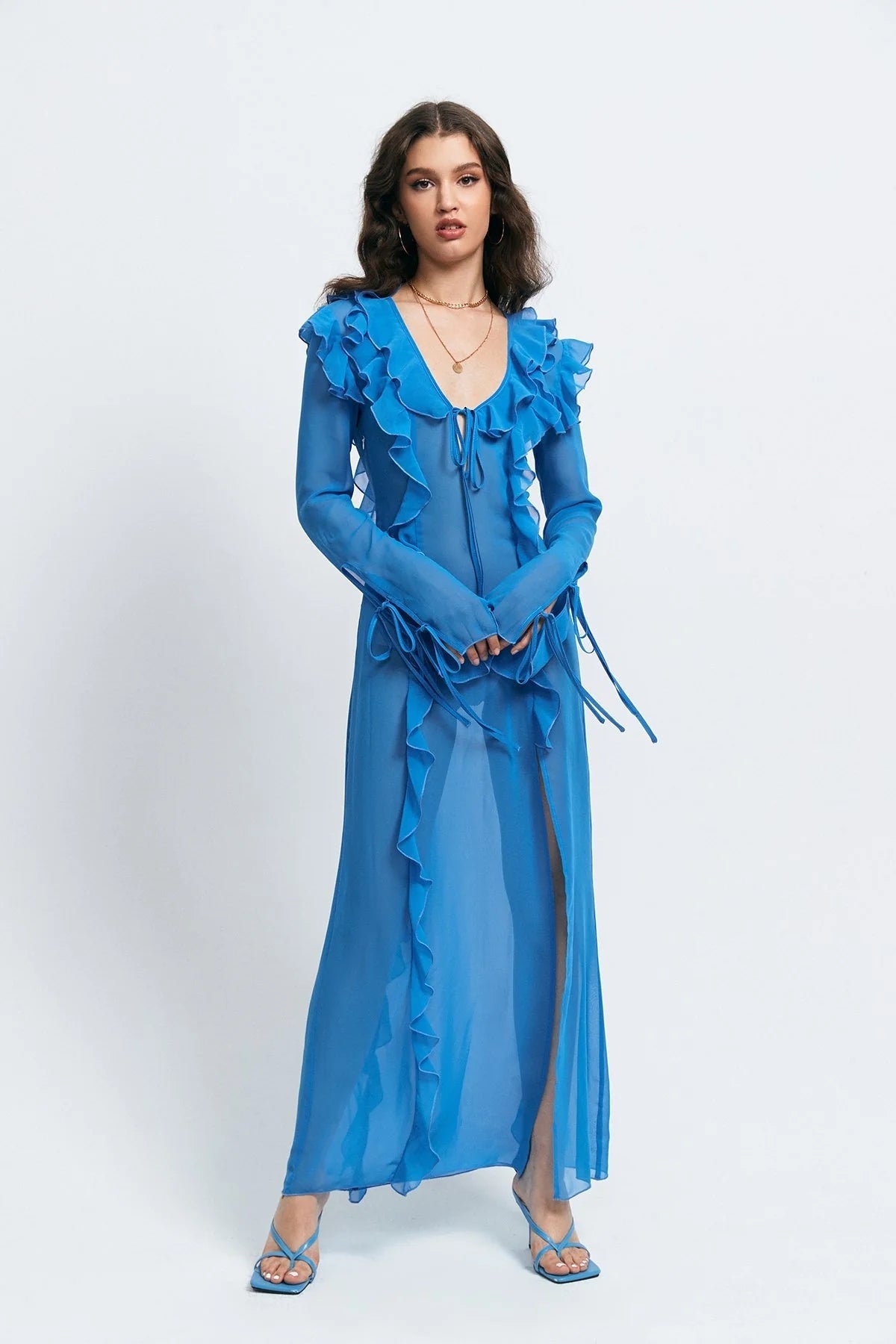 V -neck Open Fork Dress