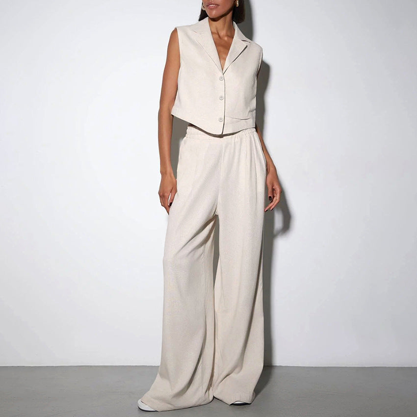 Vest High Waist Wide Leg Pants