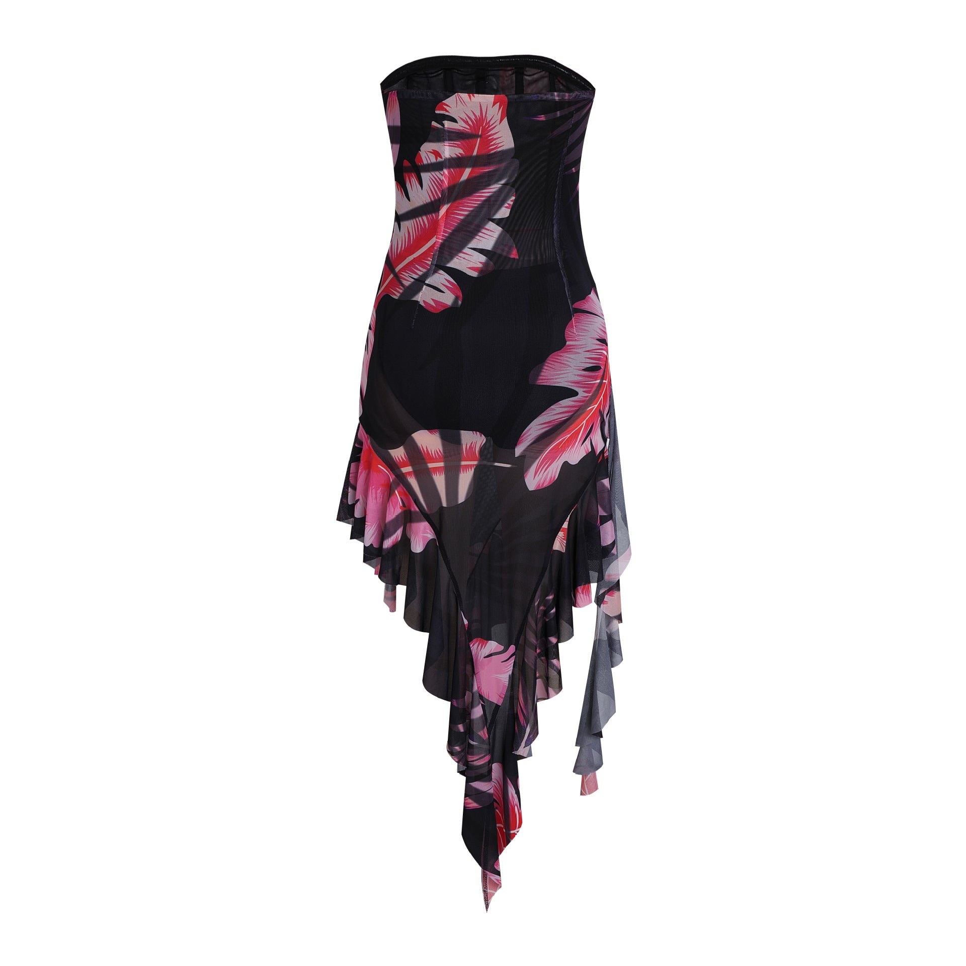 Slim Fit Backless Irregular Tube Top Skirt