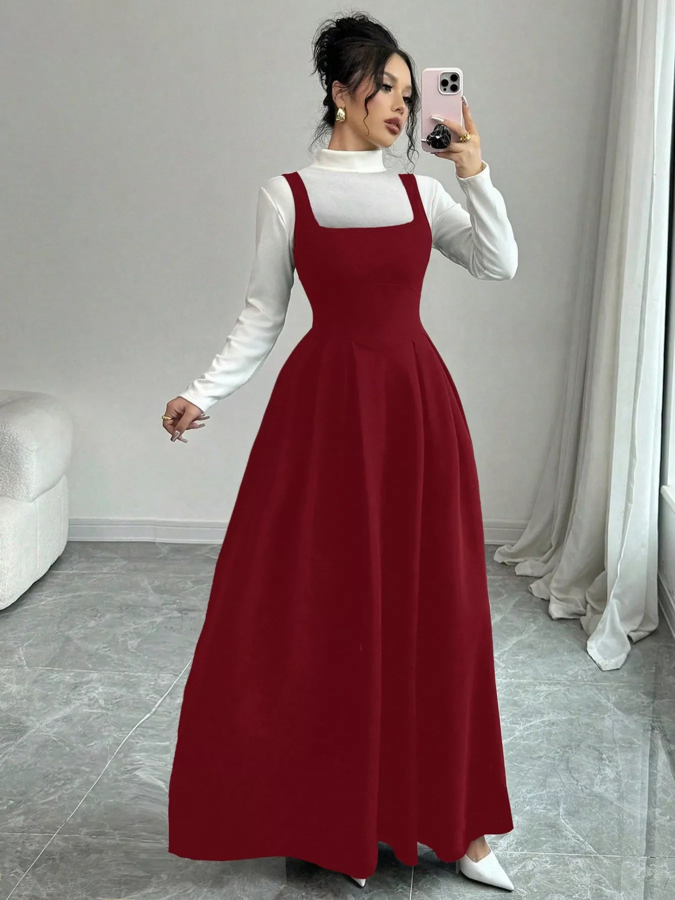Square Neck Sleeveless Maxi Tank Dress