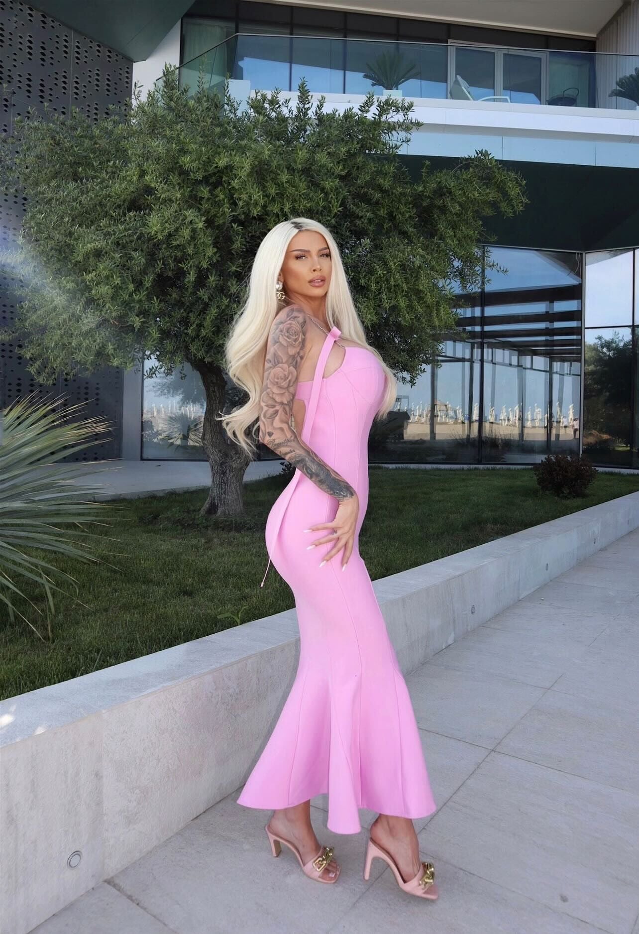 Chain Fishtail Bandage One-piece Dress