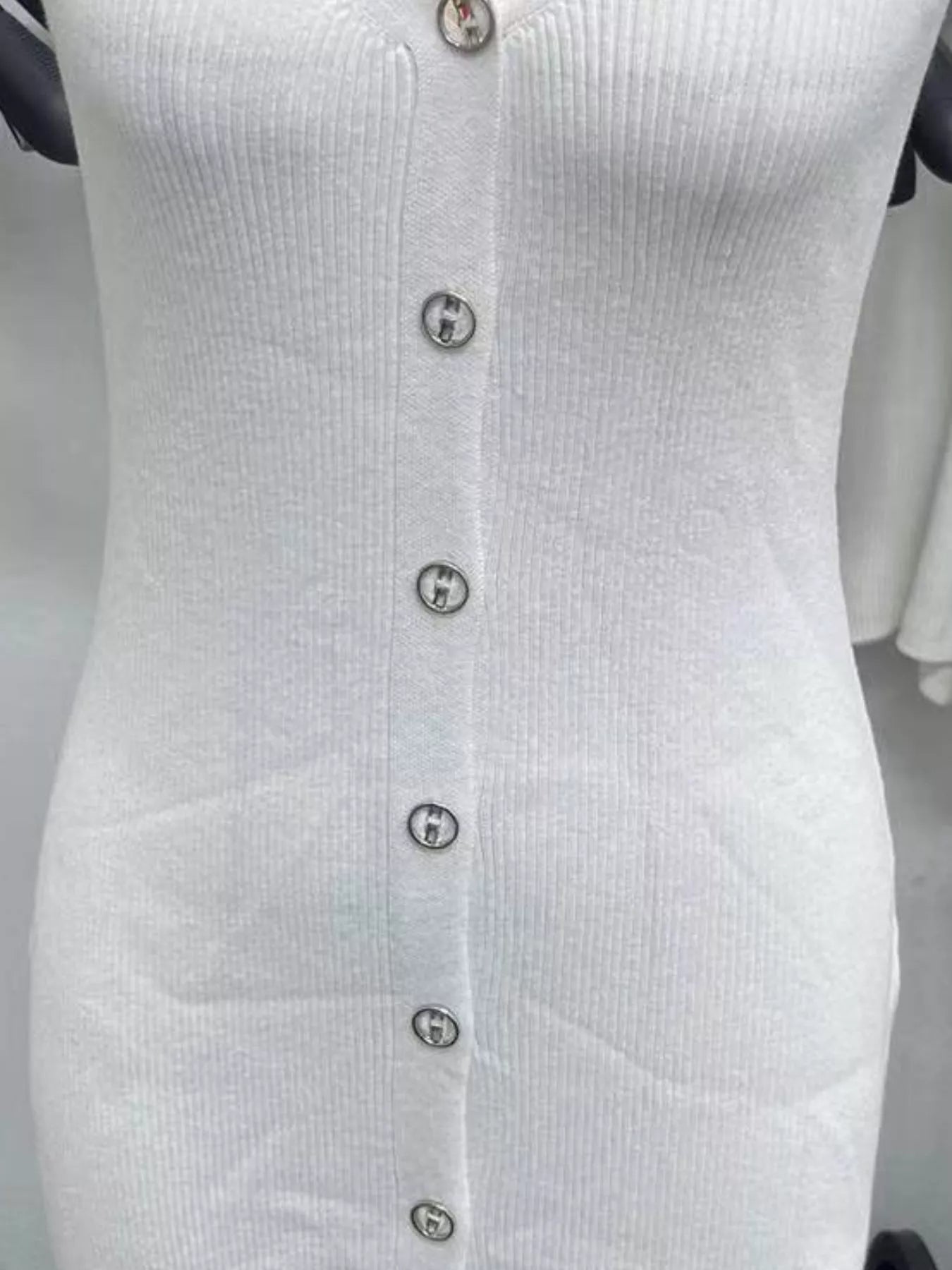 Halter Neck Button-Front Bodycon Dress