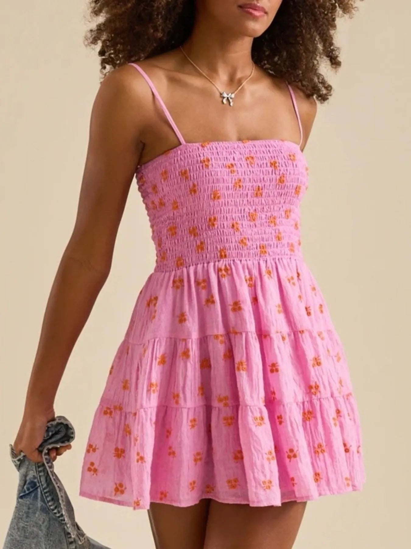 Floral Smocked Tiered Mini Cami Dress