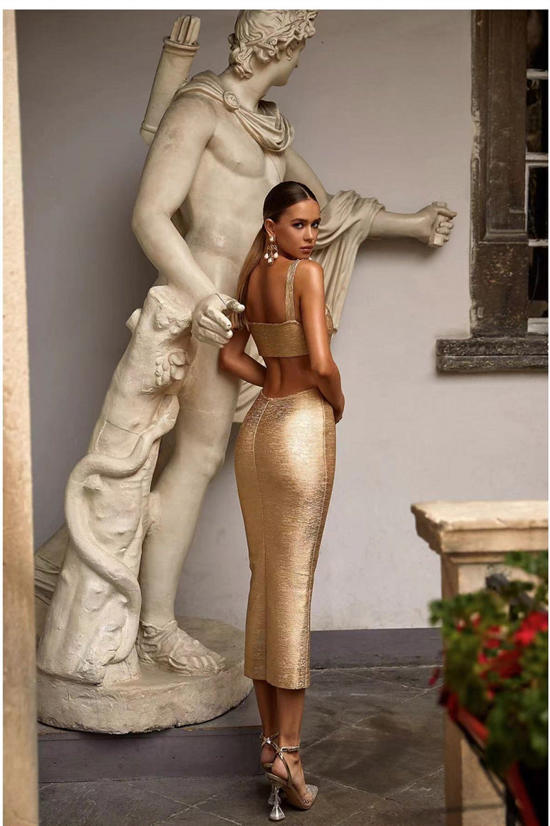 Kit Metallic Midi Bandage Dress