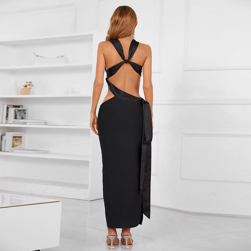 Limited Cutout Black Tight Irregular Dress