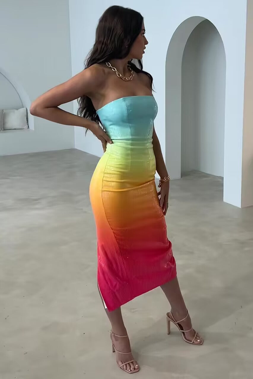 Ailya Strapless Sequin Dime Dress