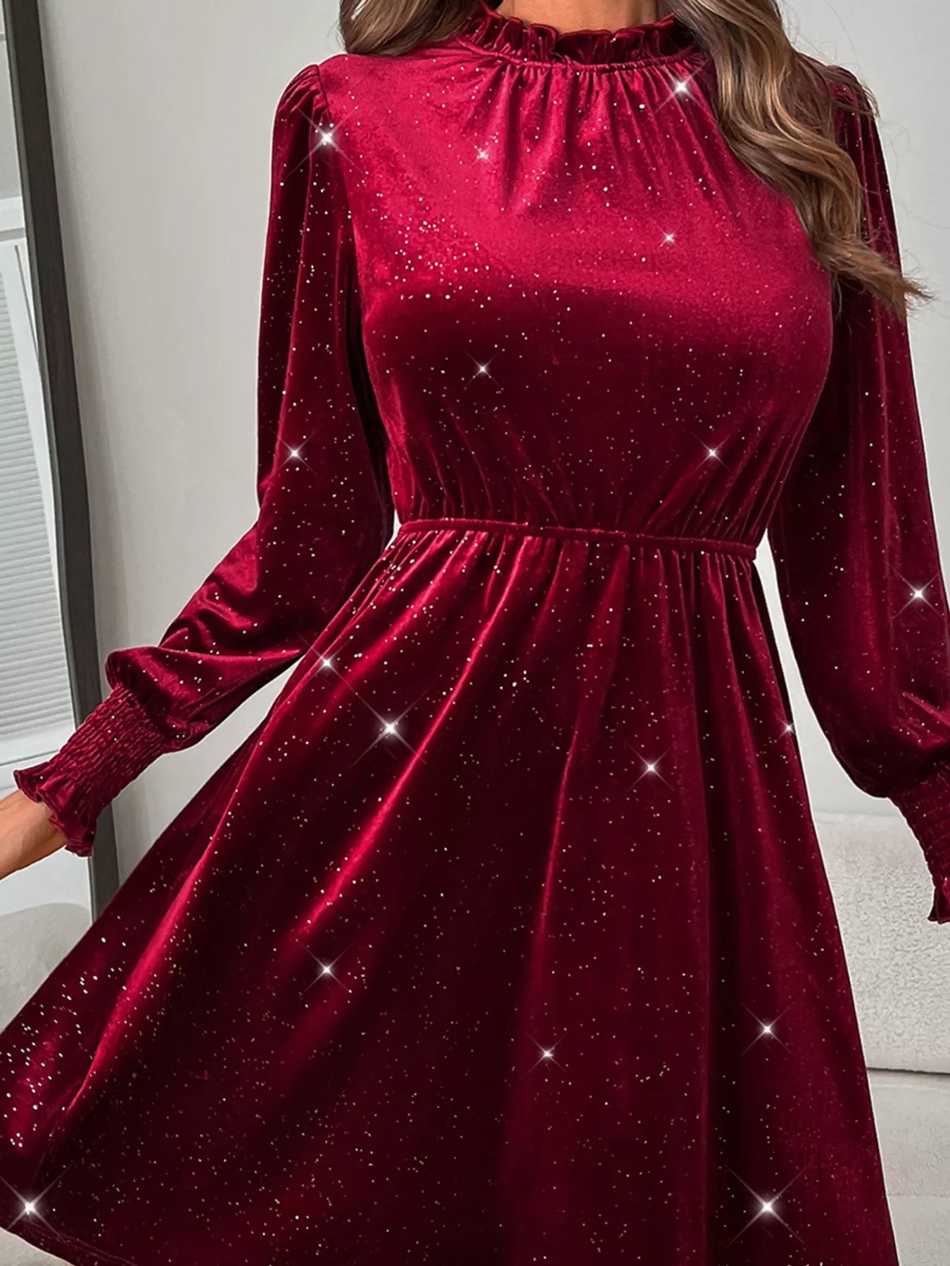 Glitter Velvet A-Line Dress