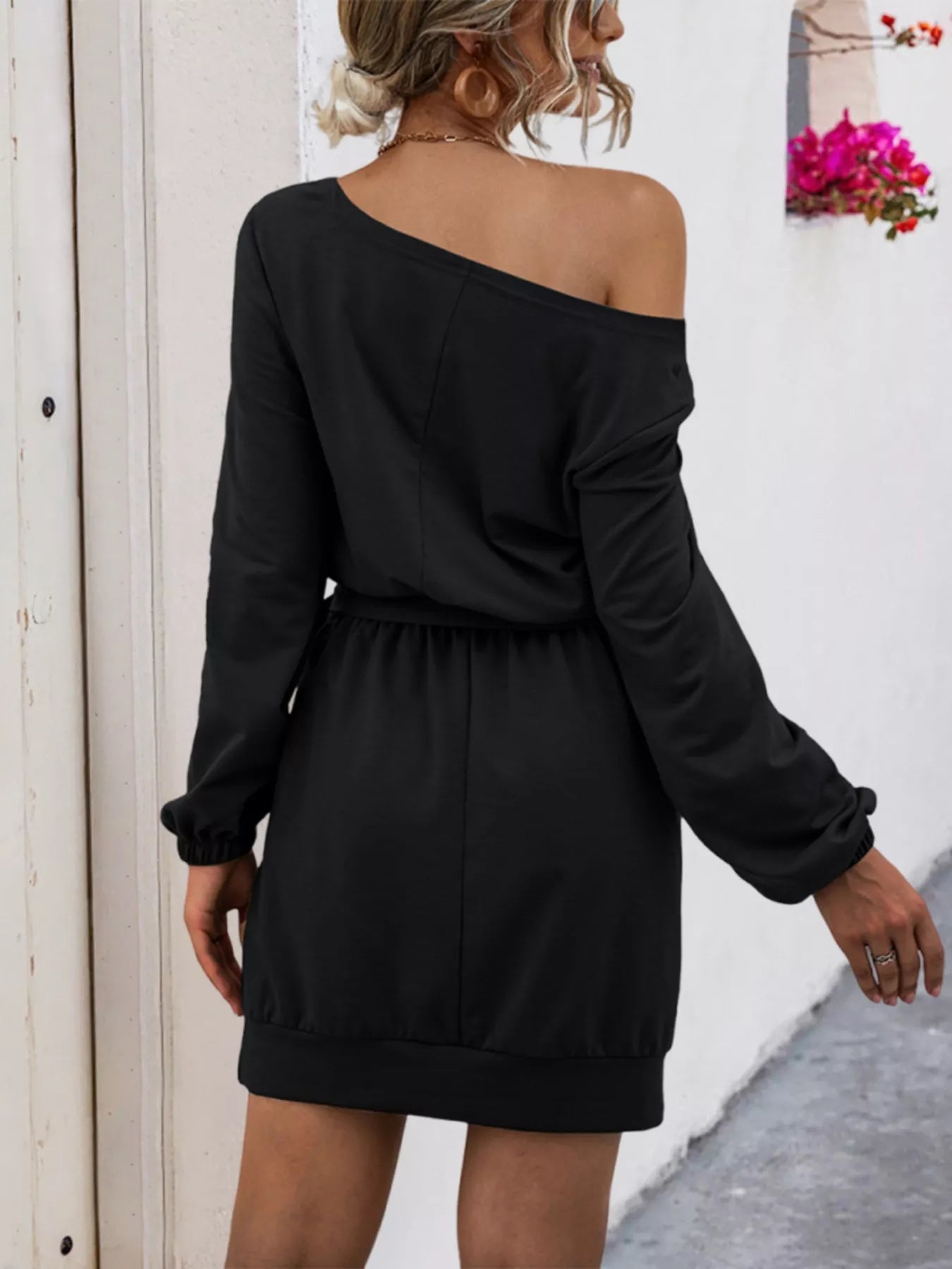 One Shoulder Tie Waist Dress