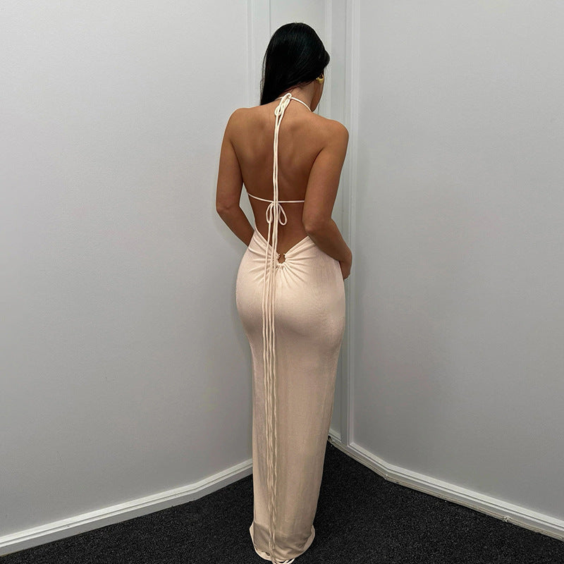 Halter Neck Slim Hip Backless Dress
