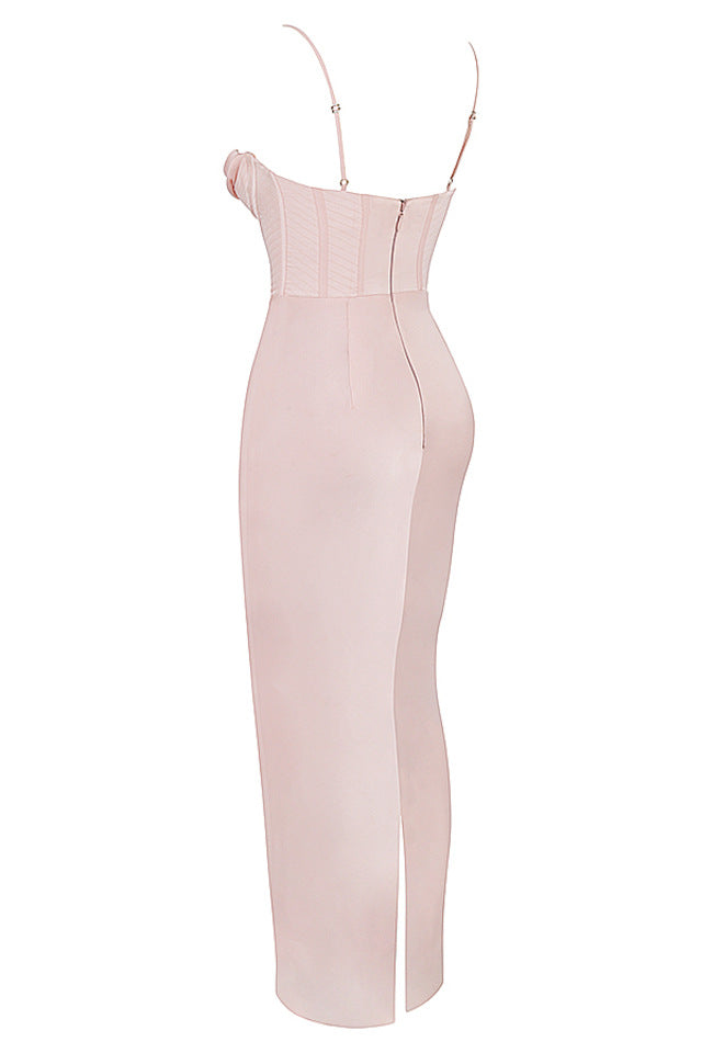 Satin Sling Strapless Slim Bag Hip Skirt