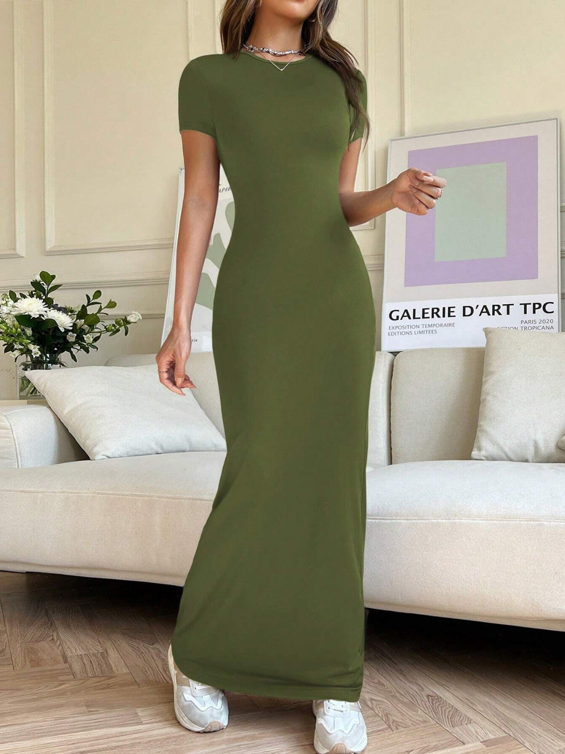 Short Sleeve Maxi Tee Dress