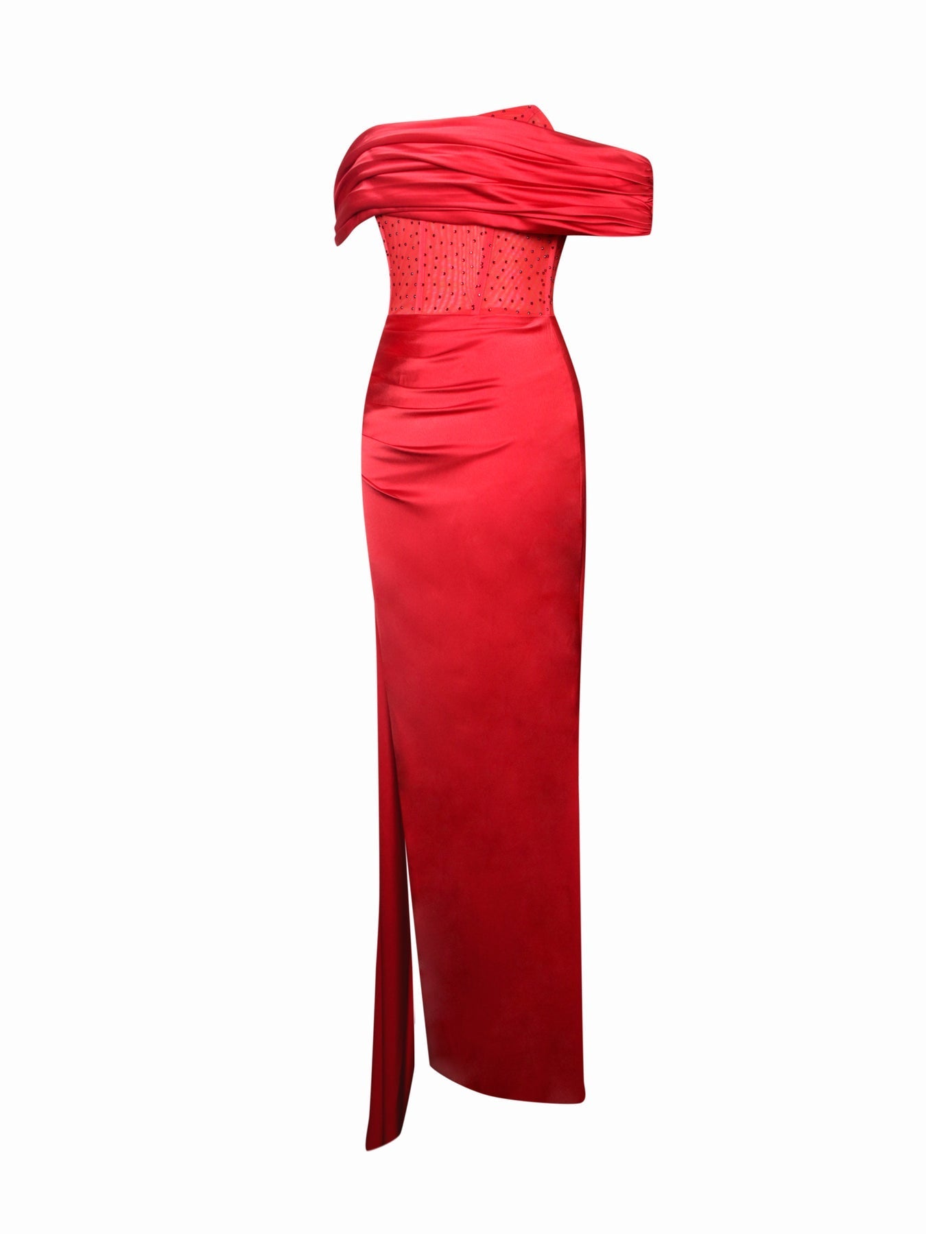 Off-shoulder Long Slit White Bandage Dress