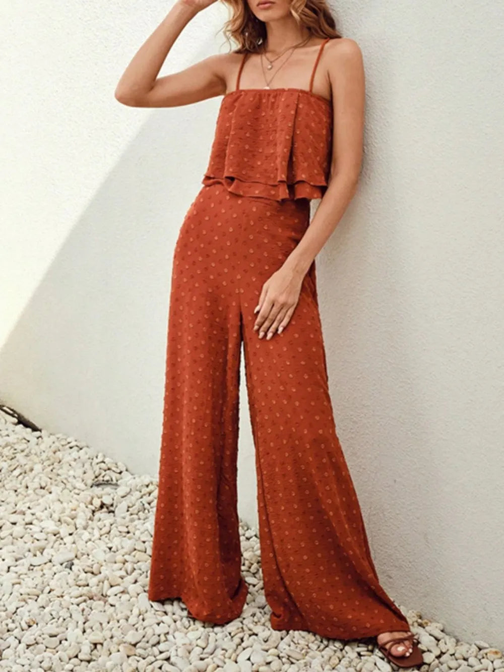 Swiss Dot Layered Cami and Pants Set