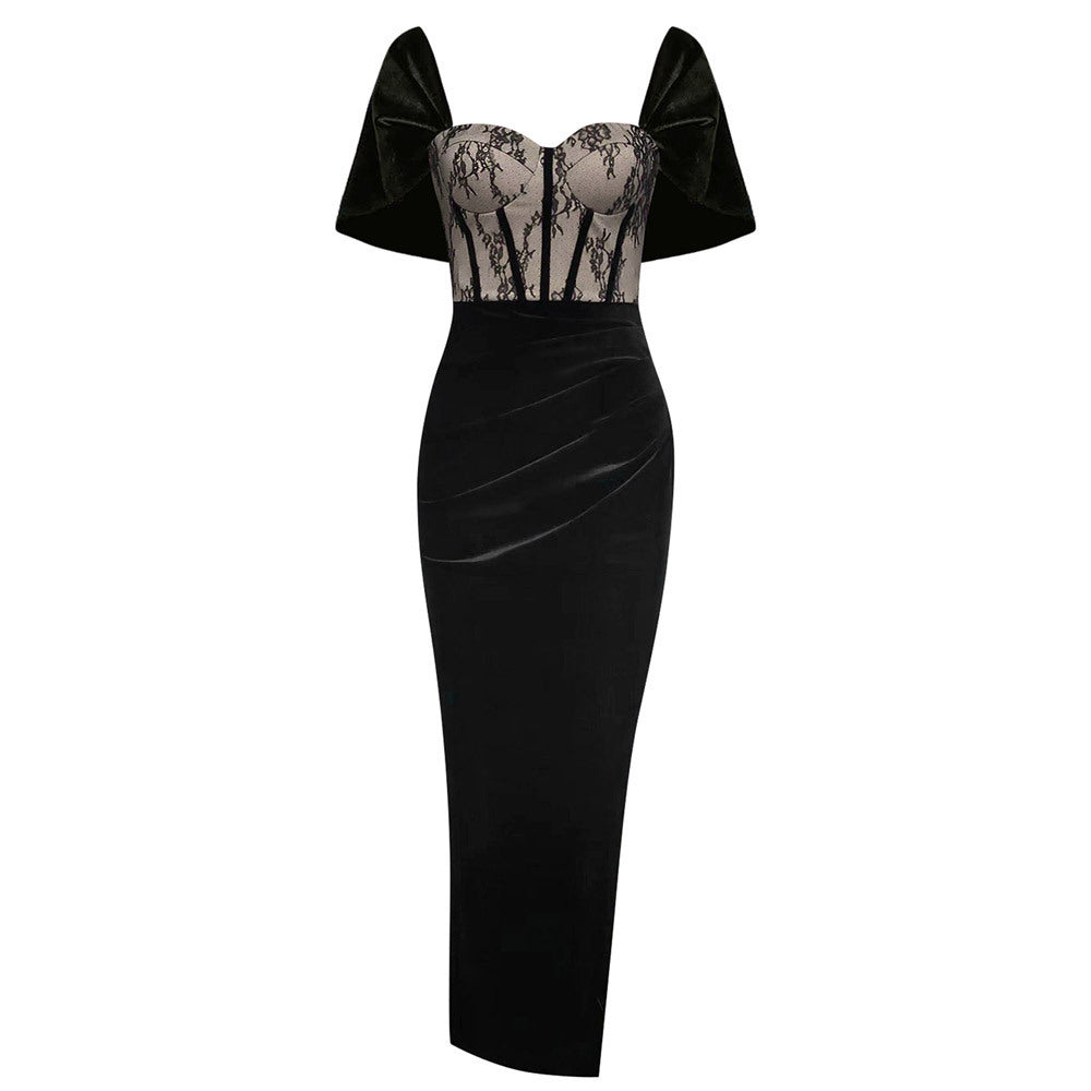 Alyia Corset Backless Shawl Dress