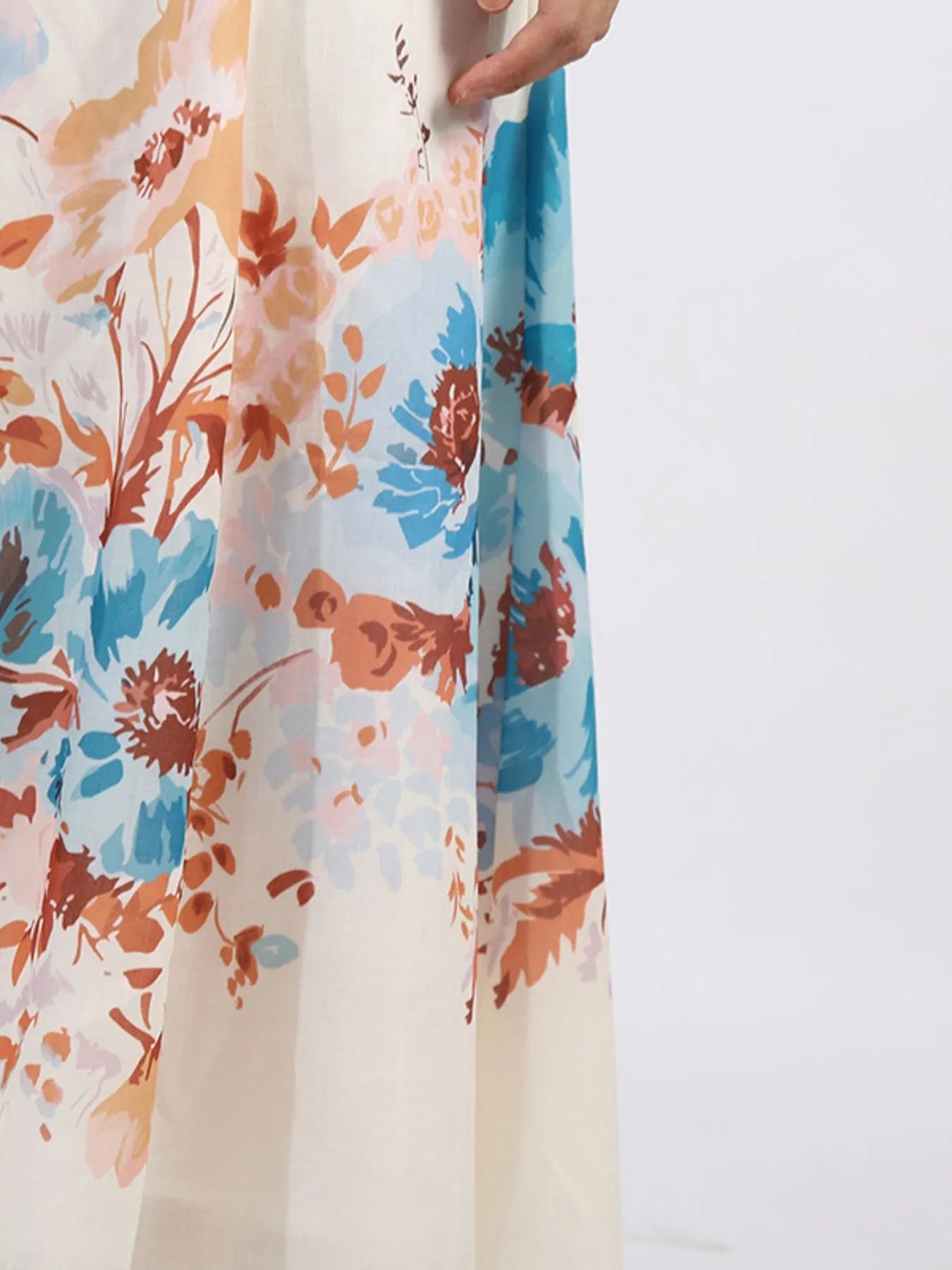 Cutout Back Printed Square Neck Dress